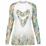 PREMIUM WOMEN'S WATERCOLOR REEF AND MEGALODON RASH GUARD - FREE SHIPPING